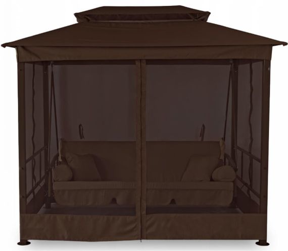 Гойдалка садова з москітною сіткою Bonro JD3060 коричнева 3-місна розкладна 80000024 | Зображення 3