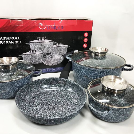 Каструля з якісних матеріалів, Каструлі з прозорими кришками, Набір кастрюль для електричних плит VJ-61 | Зображення 5