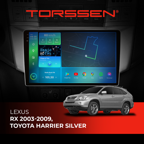 Штатна магнітола Torssen 2K Lexus RX 03-09, Toyota Harrier Silver F98256 4G Carplay DSP