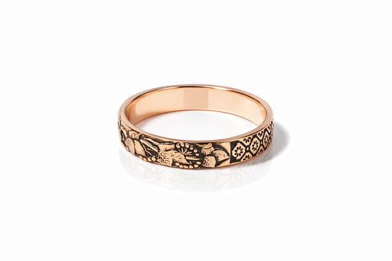 Кольцо  с традиционным украинским орнаментом К-0627 22 | Зображення 3
