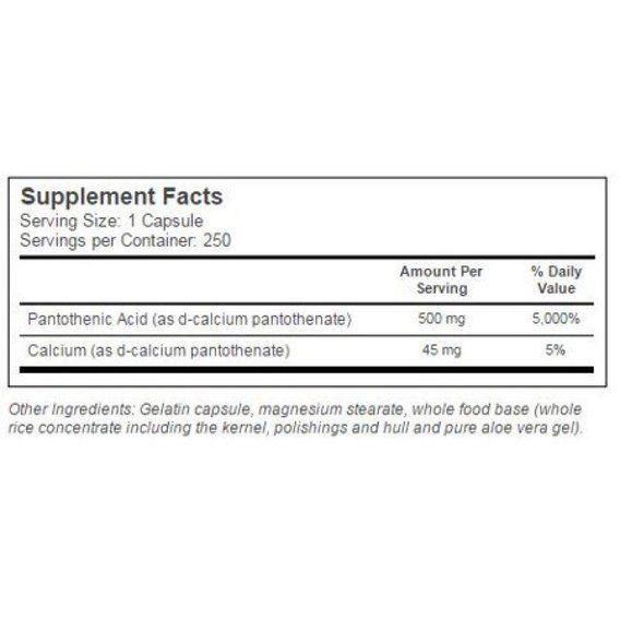 Пантотенова кислота Solaray Pantothenic Acid 500 mg 100 Veg Caps SOR-04380 | Зображення 1