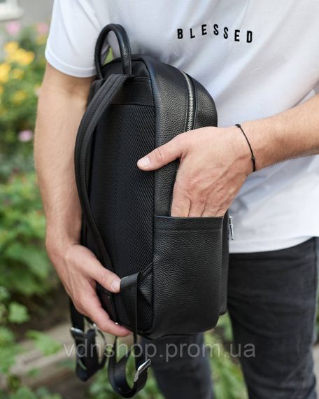 Городской мужской рюкзак из натуральной кожи 41х30х17, сумка для ноутбука и документов, черный | Зображення 8