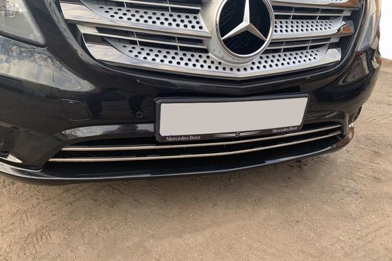 Накладки на решітку бампера (2 шт, нерж) Vito вантажний (хром) для Mercedes Vito / V W447 2014-2024 рр