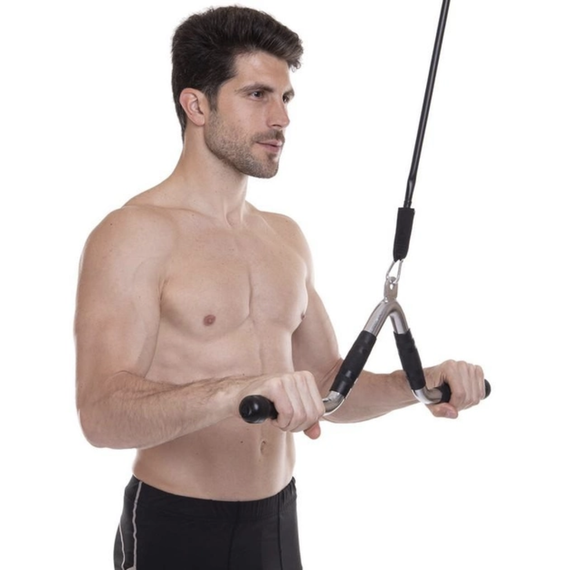 Ручка для тяги York Fitness V-подібна багатофункціональна з гумовими рукоятками, хром | Зображення 8