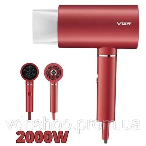 Професійний фен для волосся VGR V-431 потужністю 1600-1800 Вт червоного кольору | Зображення 3