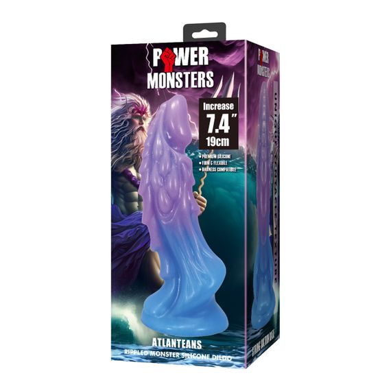 Фаллоимитатор силиконовый Power Monsters Atlanteans на присоске, фиолетово-синий, 19 х 5,4 см Sex Aura | Зображення 8
