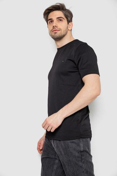 Футболка чоловіча в рубчик, колір чорний, 244R2526-1 | Зображення 2