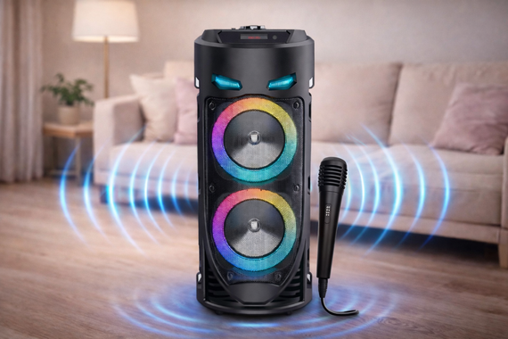 Портативная Bluetooth-колонка Sing-e ZQS4239 с LED-подсветкой / Беспроводная колонка для вечеринок с микрофоном 30W | Зображення 1