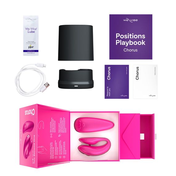 Смарт-вібратор для пар We-Vibe Chorus Cosmic Pink, сенсорне керування вібраціями стисненням пульта | Зображення 6