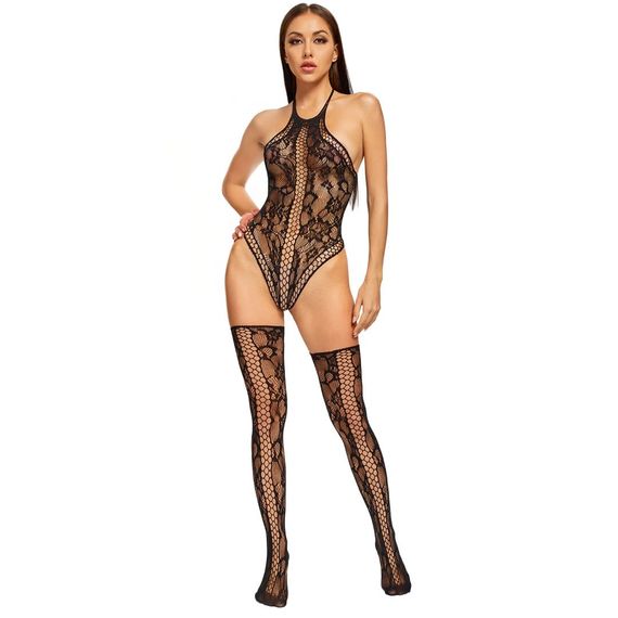 БодіСтокінг (Боді-Сітка і панчохи) Babydoll 46 Чорний 6042