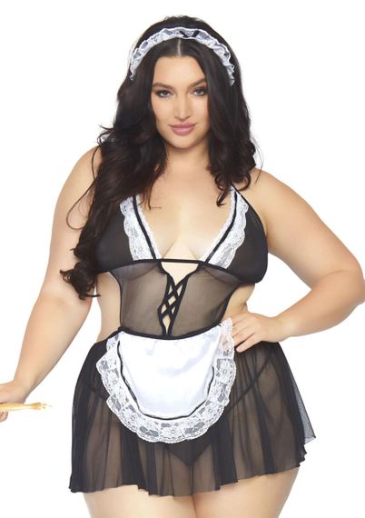 Костюм покоївки Leg Avenue Fantasy French Maid XL/XXL, сукня, трусики, пов’язка Sex Aura