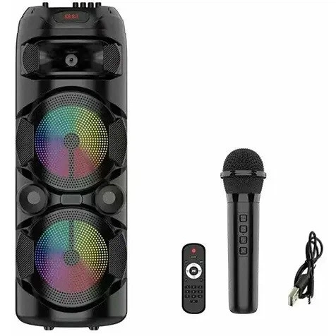 Переносна Bluetooth-колонка ZQS8220S 20 Вт 8” з мікрофоном та пультом акустична система для караоке Чорний