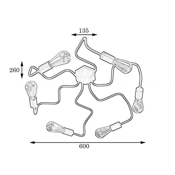 Люстра лофт MSK Electric Laminari на шесть ламп паук NL5526-6 | Зображення 1