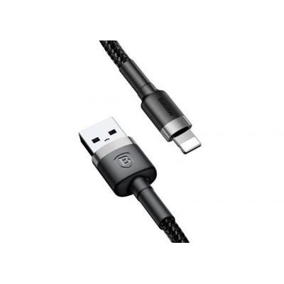Дата кабель USB 2.0 AM to Lightning 1.0m Cafule 2.4A gray+black Baseus (CALKLF-BG1) | Зображення 1
