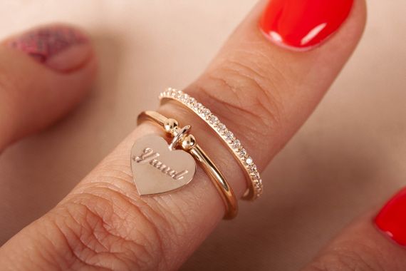 Кольцо из желтого и белого золота с сердечком 16 | Зображення 5