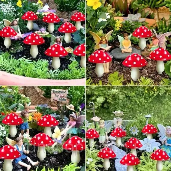 Декоративна гірлянда «Мухомори» із сонячною батареєю, 8 режимів свічення 6 шт | Зображення 1