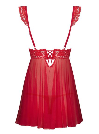 Пеньюар - Obsessive 863-BAB-3 Babydoll & Thong Red S/M sexstyle | Зображення 2