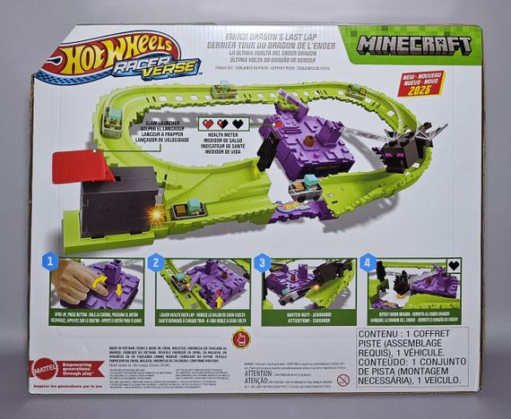 Трек Hot Wheels RacerVerse Minecraft со Стивом в алмазной броне и Драконом Края | Зображення 7