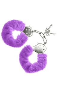 Наручники S Pleasures Furry Cuffs Purple з пухнастим оздобленням, 2 ключі в комплекті sexstyle