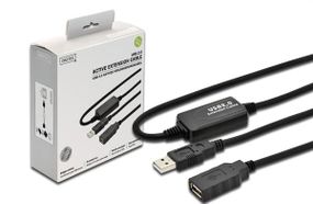 Кабель DIGITUS USB 2.0 (AM/AF) активный удлинитель 10м  Black (DA-73100-1)
