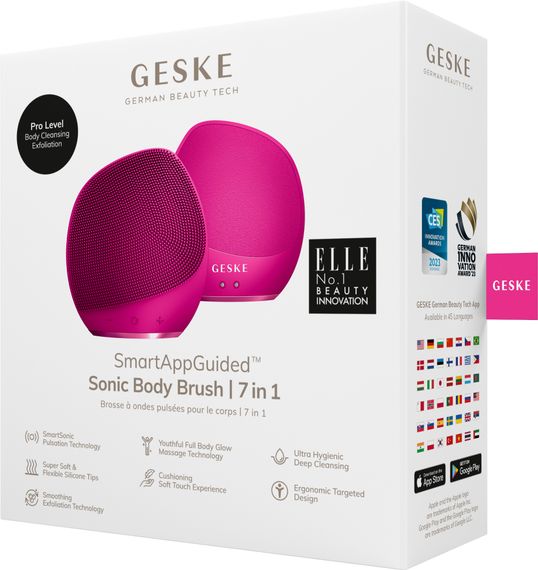Ультразвукова щітка для тіла та інтенсивний пілінг GESKE Sonic Body Brush&Intensive Exfoliator 7в1 starlight, Малиновий | Зображення 7