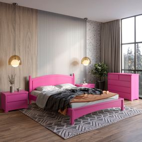 Двоспальне дерев&#039;яне ліжко Mebigrand Мангеттен Н Рожевий (S2060R30B) 140х200 см (MBG-3450)