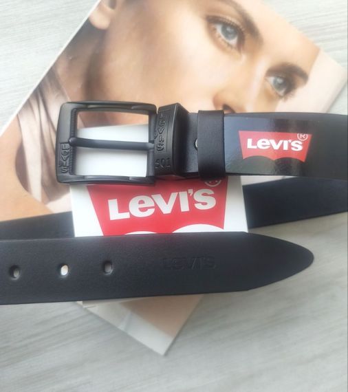 Стильний чоловічий шкіряний ремінь Levis з пряжкою black | Зображення 1