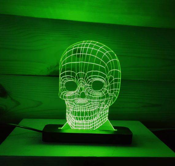 Акриловый светильник-ночник Череп зеленый tty-n000098