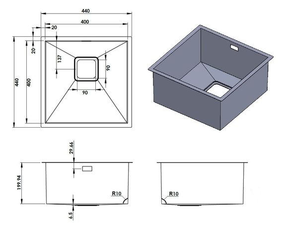 Кухонна мийка Fabiano Quadro 44 Nano Copper R10 (44x44) 1,20 мм 8216.401.0895 | Зображення 1