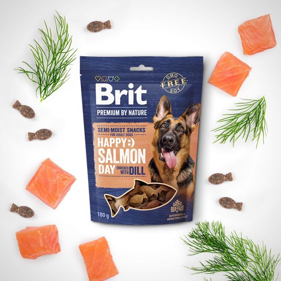 Ласощі Brit Premium Semi-moist Snacks Salmon with Dill напіввологі для cобак з лососем і кропом 180 г | Зображення 1
