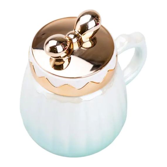 Чашка фарфоровая 500 мл с крышкой Зеленая HP7194GR | Зображення 2