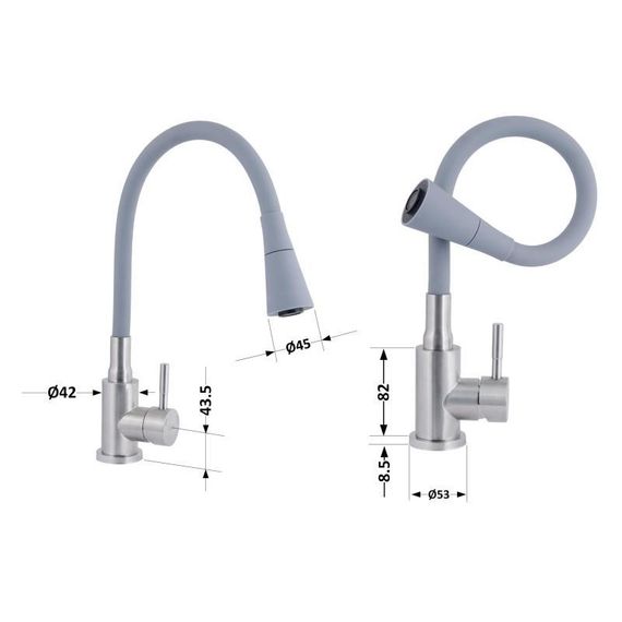 Смеситель для кухни Lidz Aria 015F31 с гибким изливом (k35) LDARI015F31GNK31871 Grey / Nickel | Зображення 1