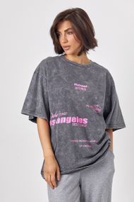 Жіноча футболка тай-дай вільного крою з написами - сірий цвет, ONE SIZE (є розміри)