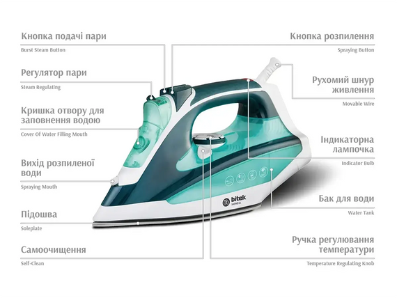 Праска парова з керамічною підошвою 2800Вт BT-1256G | Зображення 2
