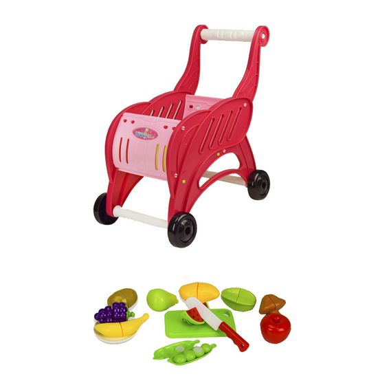 Продуктовий візок і продукти на липучках 889-137 /138 Рожевий