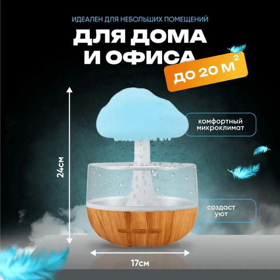 Нічник-світильник для дому, Зволожувач повітря з підсвічуванням RGB та мокрим ефектом 7в1   знижка | Зображення 6