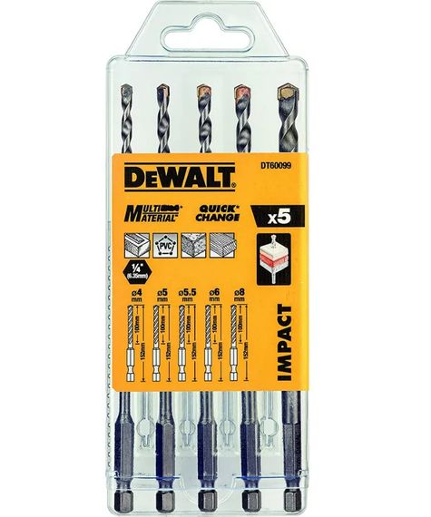 Набір свердел універсальних DeWalt MULTI MATERIAL IMPACT (DT60099)