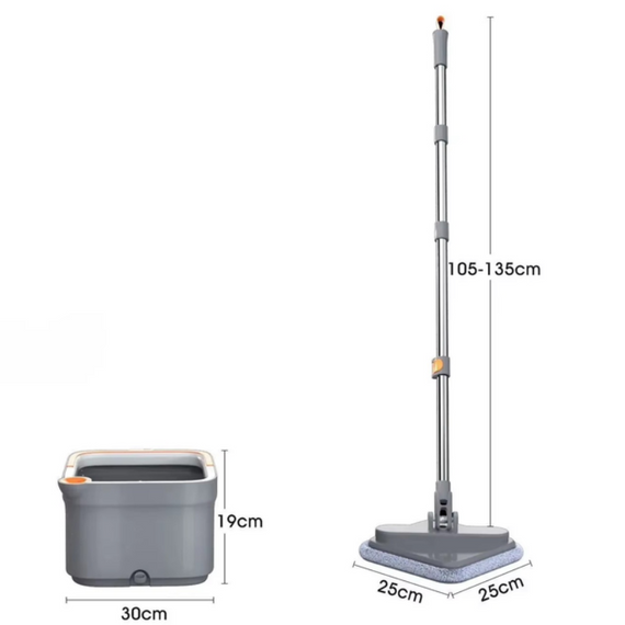 Універсальна швабра з квадратним мопом і відром 5.6 л, система автоматичного віджимання, комплект для миття підлоги | Зображення 2