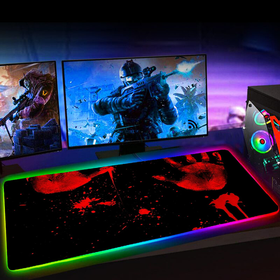Ігрова поверхня SV RGB "Hand" з підсвічуванням 300x900x3mm для геймерів Чорний (sv2405-8)