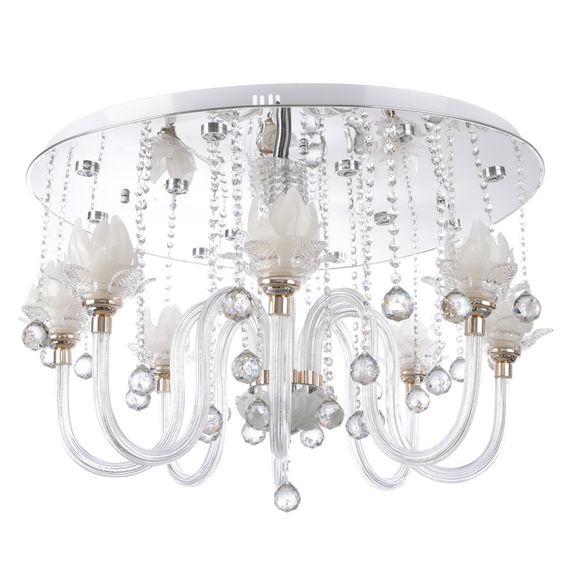 Люстра хрустальная флористика с подсветкой LED E14 40W WH (BCL-497S/8)