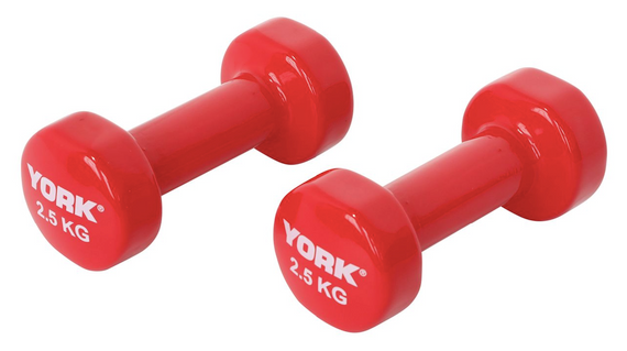 Гантели для фитнеса виниловые круглые York Fitness 2х2,5кг красный | Зображення 2