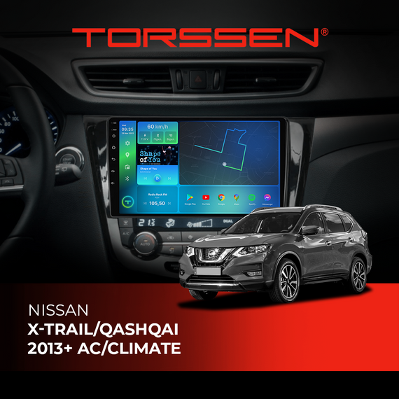Штатна магнітола Torssen Nissan Xtrail/Qashqai 2013+ AC/Climate  FL10 4+64Gb 4G Carplay DSP