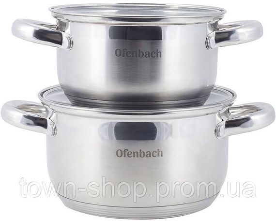 Набор 2 кастрюли Ofenbach Hamburg 1.1л, 1.7л из нержавеющей стали с 5-слойным индукционным дном NB-100003 | Зображення 1