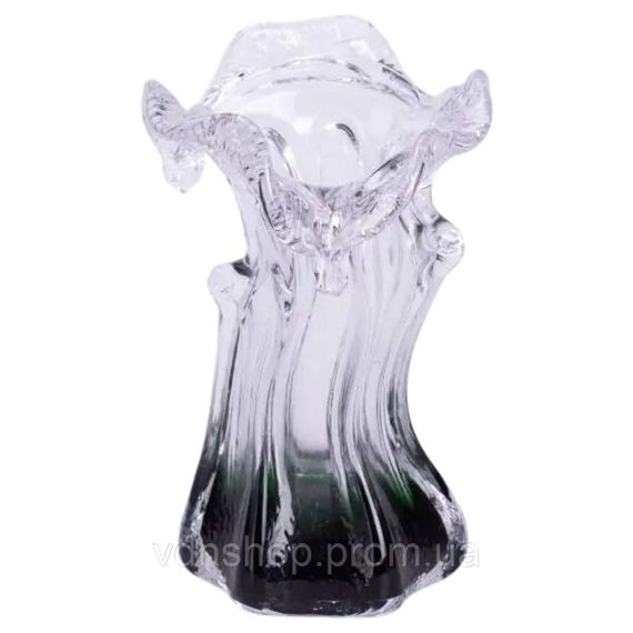 Декоративна скляна ваза для квітів 15.5 см фігурна ваза 100 мл Зелена HP-9-3