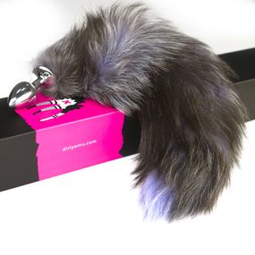 Анальна пробка-хвостик S з натурального хутра LIGHT BLUE колір блакитний sexstyle