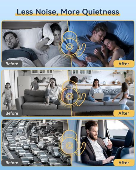 Беруші Biulely силіконові багаторазові 28/34дБ для сну, подорожей, концертів, роботи, шумозахист, кейс | Зображення 5