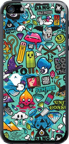 Чехол на iPhone 5 Стикер бомбинг 1 "693u-18-17620"