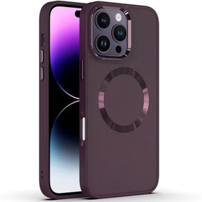 TPU чохол Bonbon Metal Style with MagSafe для Apple iPhone 16 Pro (6.3") Бордовий / Plum