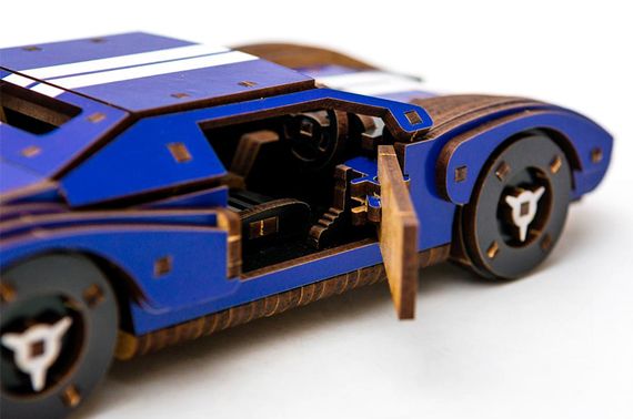 Конструктор Puz-26915"Fast Car GT" дерев'яний, 164 дет., синій, розмір моделі 23х6х11 см PuzzleOk | Зображення 3