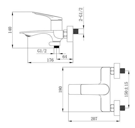 Змішувач для ванни Qtap Vlasta New QTVLA259GMB45643 Gunmetal Black PVD | Зображення 1